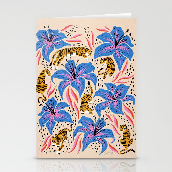 Tigers & Tiger Lilies - Blue & Yellow Stationery Card Gallery Image 2
