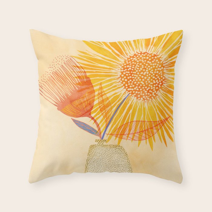 Tuesday Afternoon Sunflowers Still Life Throw Pillow Gallery Image 1