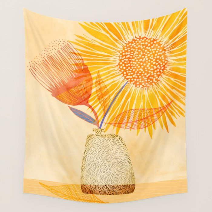 Tuesday Afternoon Sunflowers Still Life Wall Tapestry Gallery Image 4