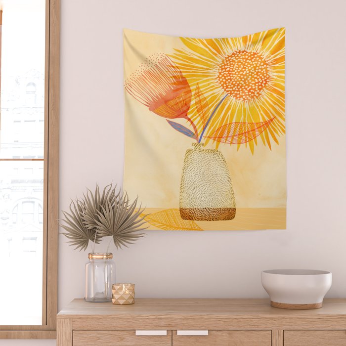 Tuesday Afternoon Sunflowers Still Life Wall Tapestry Gallery Image 2