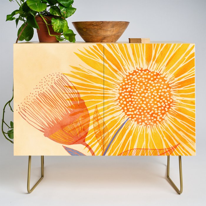 Tuesday Afternoon Sunflowers Still Life Credenza Gallery Image 1