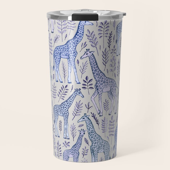 Blue Giraffe Pattern Travel Mug Gallery Image 1