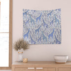 Blue Giraffe Pattern Wall Tapestry Gallery Image 2