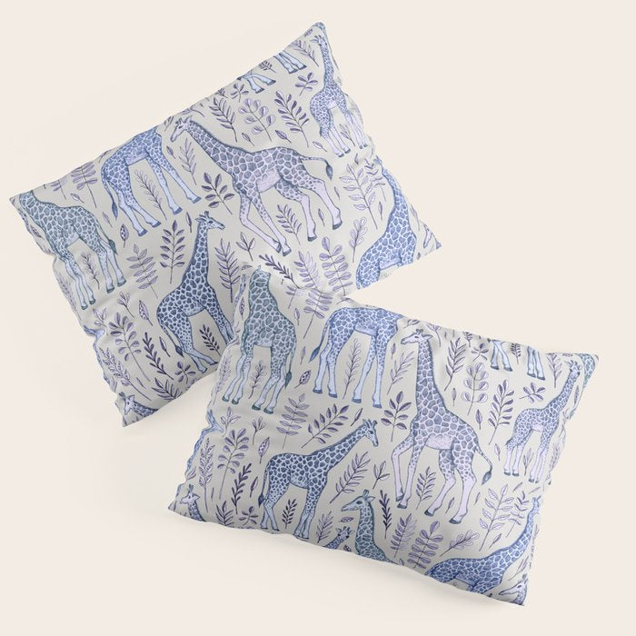 Blue Giraffe Pattern Pillow Sham Gallery Image 1