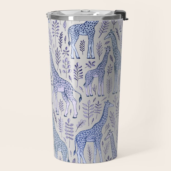 Blue Giraffe Pattern Travel Mug Gallery Image 2