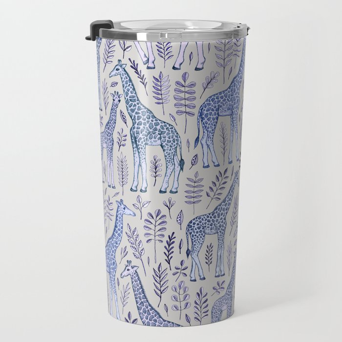 Blue Giraffe Pattern Travel Mug Gallery Image 3