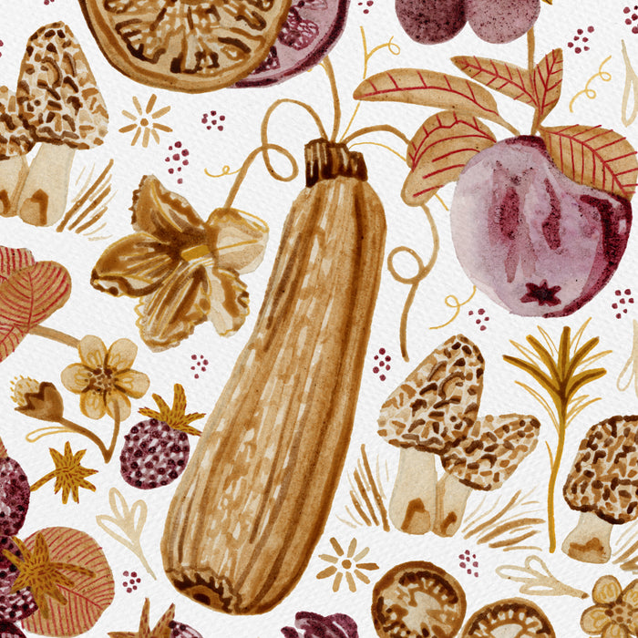 Garden Vegetables & Fresh Fruit in Ochre & Burgundy Coffee Mug Gallery Image 2