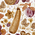 Garden Vegetables & Fresh Fruit in Ochre & Burgundy Coffee Mug Gallery Image 2