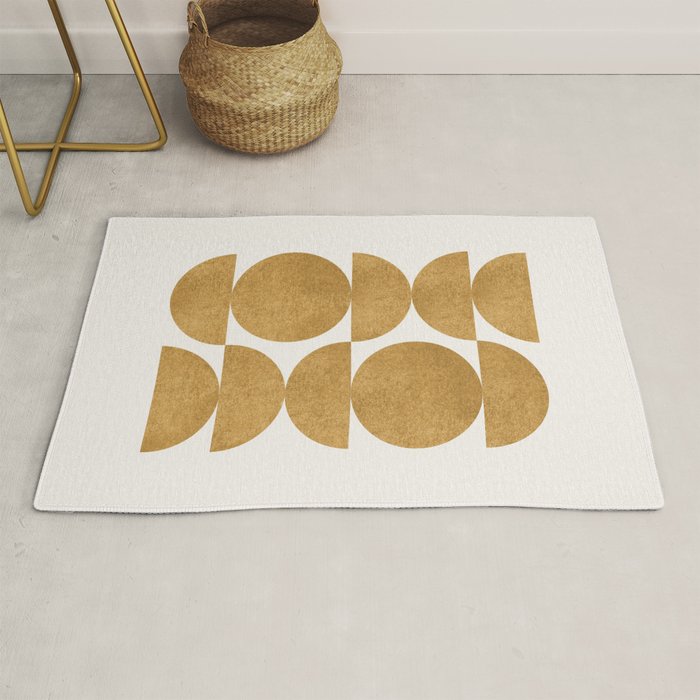 Gold Retro Scandinavian - Mid Century Modern Rug Gallery Image 1