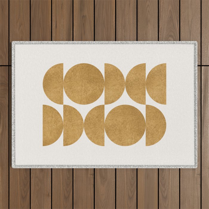 Gold Retro Scandinavian - Mid Century Modern Outdoor Rug Gallery Image 1