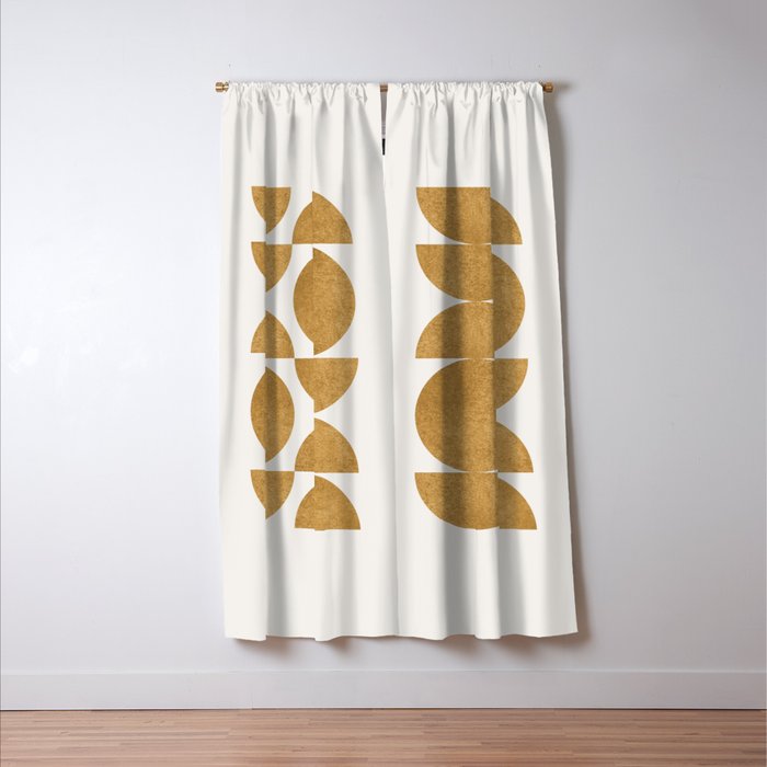 Gold Retro Scandinavian - Mid Century Modern Window Curtain Gallery Image 3