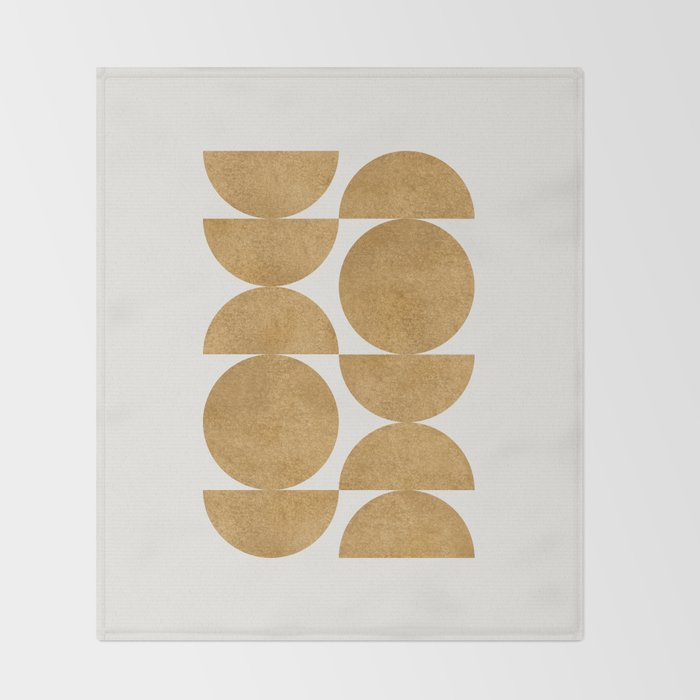 Gold Retro Scandinavian - Mid Century Modern Throw Blanket Gallery Image 2
