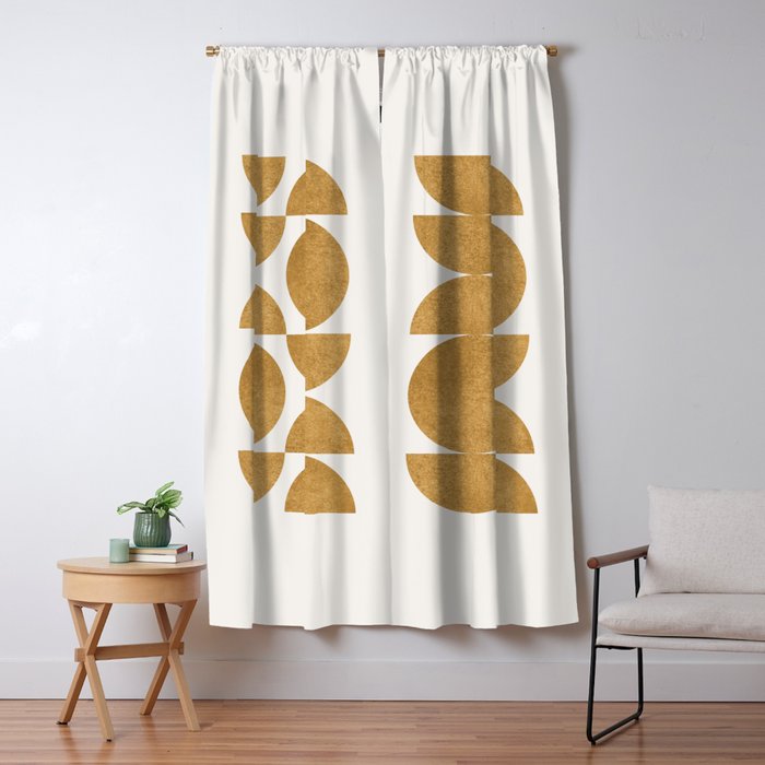 Gold Retro Scandinavian - Mid Century Modern Window Curtain Gallery Image 1