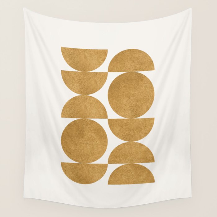 Gold Retro Scandinavian - Mid Century Modern Wall Tapestry Gallery Image 1