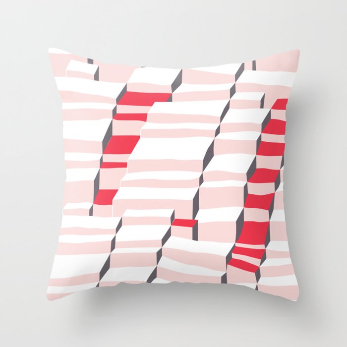 City life always up pearl pink Throw Pillow Gallery Image 1