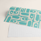 Mid Century Modern Piquet Geometric Multi Pattern in Aqua Turquoise Teal and Cream Beige Wrapping Paper Gallery Image 2