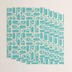 Mid Century Modern Piquet Geometric Multi Pattern in Aqua Turquoise Teal and Cream Beige Wrapping Paper Gallery Image 3