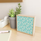 Mid Century Modern Piquet Geometric Multi Pattern in Aqua Turquoise Teal and Cream Beige Mini Art Print Gallery Image 2