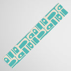 Mid Century Modern Piquet Geometric Multi Pattern in Aqua Turquoise Teal and Cream Beige Table Runner Gallery Image 3