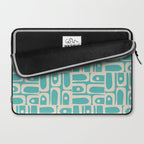 Mid Century Modern Piquet Geometric Multi Pattern in Aqua Turquoise Teal and Cream Beige Laptop Sleeve Gallery Image 2