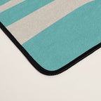 Mid Century Modern Piquet Geometric Multi Pattern in Aqua Turquoise Teal and Cream Beige Desk Mat Gallery Image 4