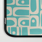 Mid Century Modern Piquet Geometric Multi Pattern in Aqua Turquoise Teal and Cream Beige Laptop Sleeve Gallery Image 3