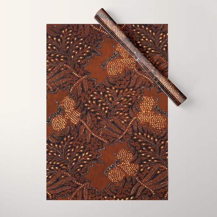 Copper Batik Pattern Abstract Digital Vector Nature Art Wrapping Paper Gallery Image 1