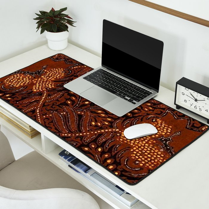 Copper Batik Pattern Abstract Digital Vector Nature Art Desk Mat Gallery Image 2