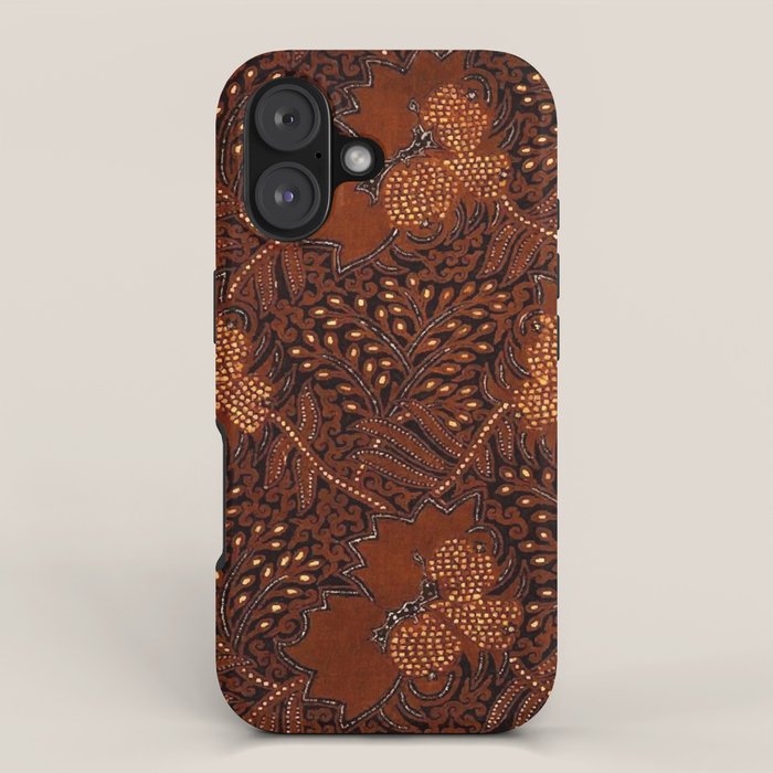 Copper Batik Pattern Abstract Digital Vector Nature Art iPhone Case Gallery Image 1