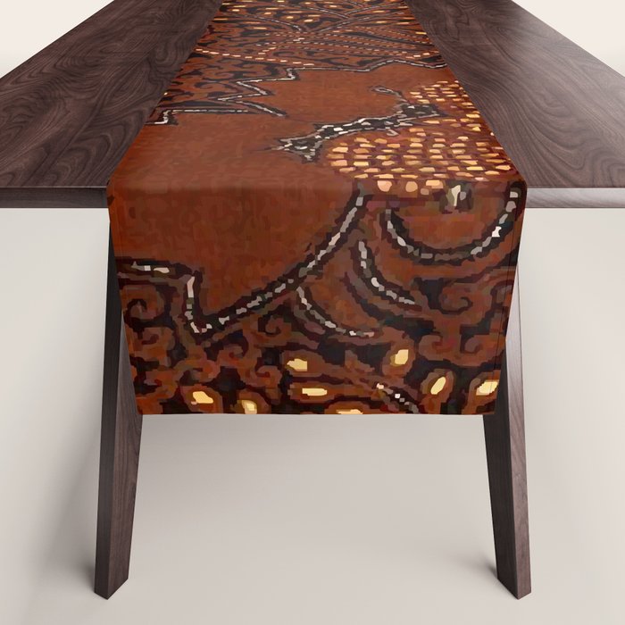 Copper Batik Pattern Abstract Digital Vector Nature Art Table Runner Gallery Image 1