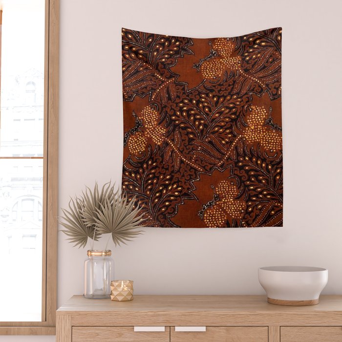 Copper Batik Pattern Abstract Digital Vector Nature Art Wall Tapestry Gallery Image 2