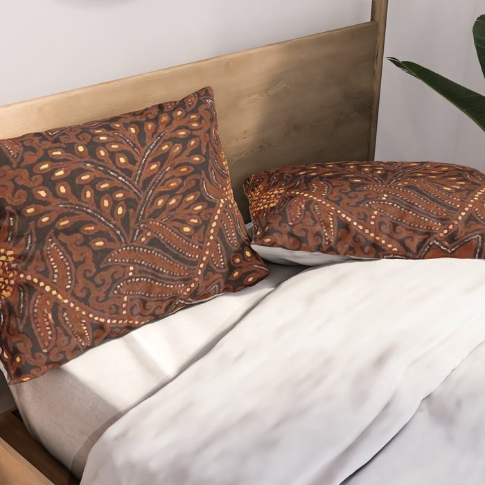 Copper Batik Pattern Abstract Digital Vector Nature Art Pillow Sham Gallery Image 2