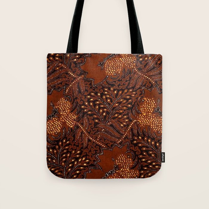 Copper Batik Pattern Abstract Digital Vector Nature Art Tote Bag Gallery Image 1