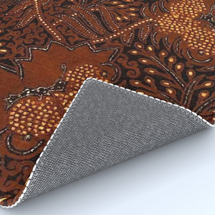 Copper Batik Pattern Abstract Digital Vector Nature Art Rug Gallery Image 4