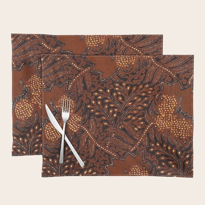 Copper Batik Pattern Abstract Digital Vector Nature Art Placemat Gallery Image 1