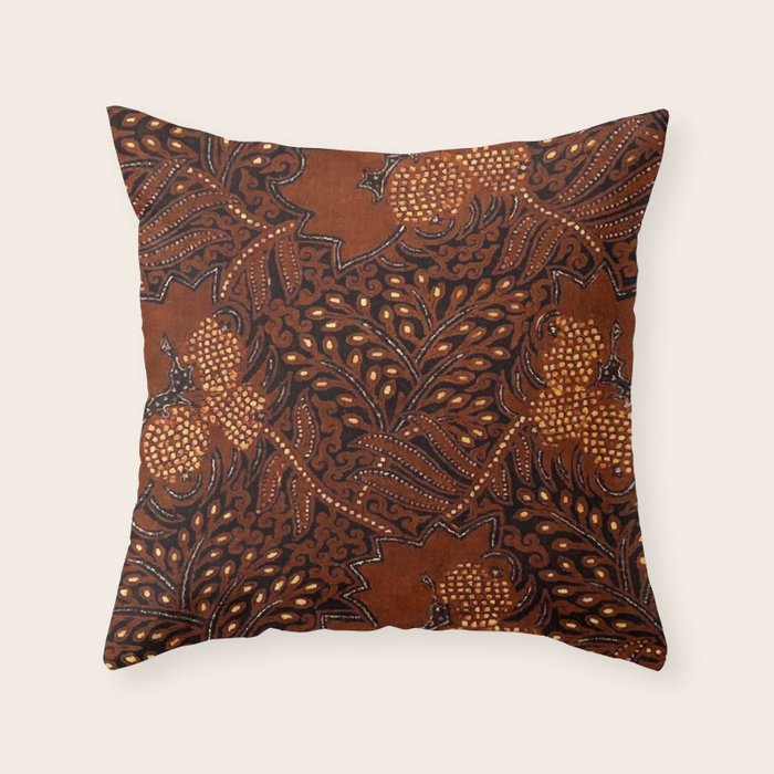 Copper Batik Pattern Abstract Digital Vector Nature Art Throw Pillow Gallery Image 6