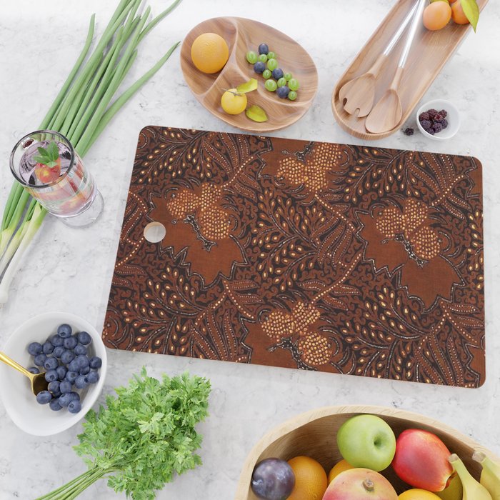 Copper Batik Pattern Abstract Digital Vector Nature Art Cutting Board Gallery Image 2