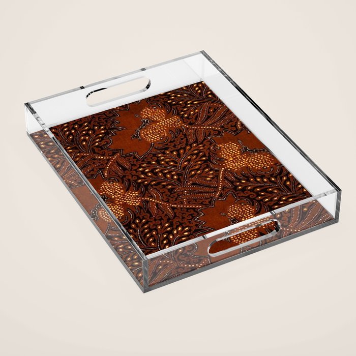 Copper Batik Pattern Abstract Digital Vector Nature Art Acrylic Tray Gallery Image 1