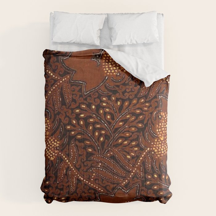 Copper Batik Pattern Abstract Digital Vector Nature Art Comforter Gallery Image 1