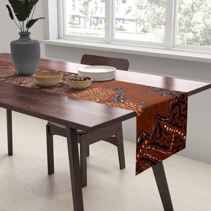 Copper Batik Pattern Abstract Digital Vector Nature Art Table Runner Gallery Image 2