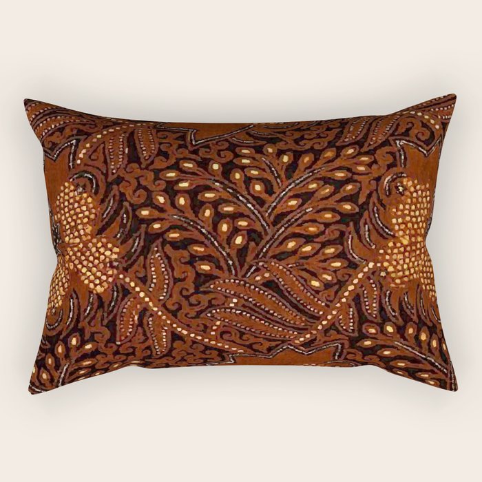 Copper Batik Pattern Abstract Digital Vector Nature Art Rectangular Pillow Gallery Image 2