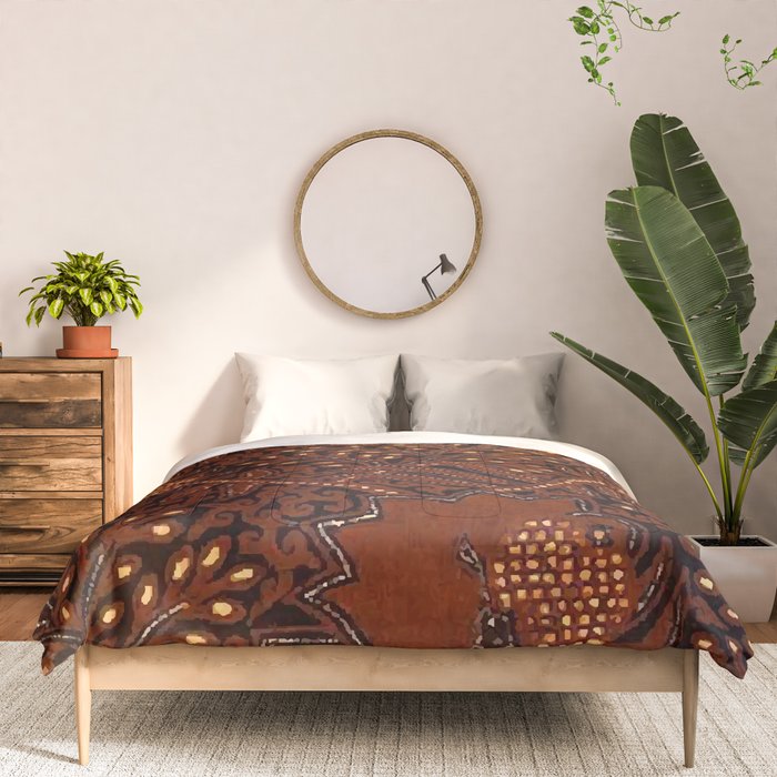 Copper Batik Pattern Abstract Digital Vector Nature Art Comforter Gallery Image 3