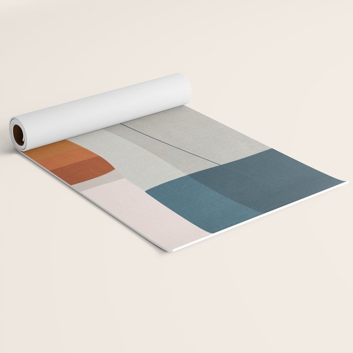 Burnt Orange Navy Abstract Shapes Yoga Mat Gallery Image 2