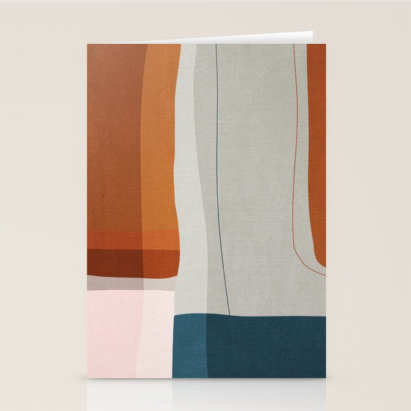 Burnt Orange Navy Abstract Shapes Stationery Card Gallery Image 2
