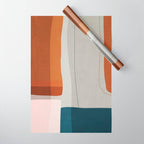 Burnt Orange Navy Abstract Shapes Wrapping Paper Gallery Image 1