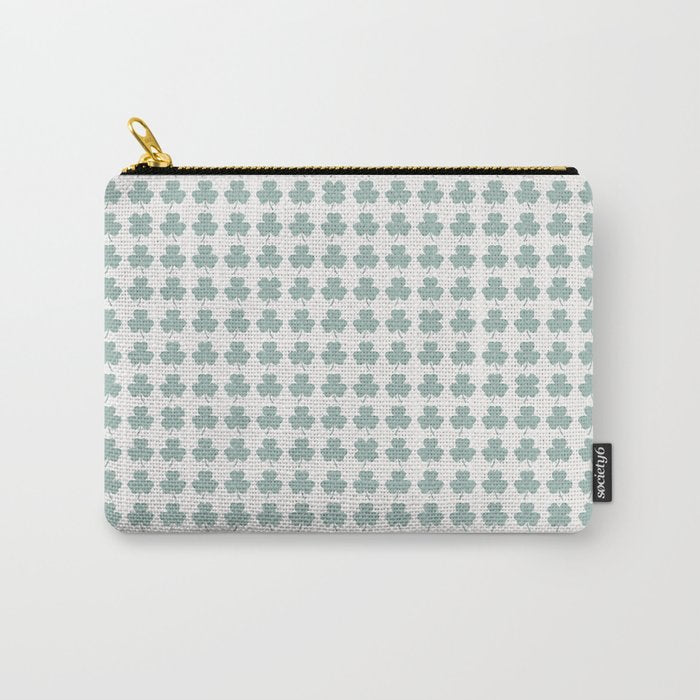 Clovers XXIX Teal Green Botanical Pattern Carry All Pouch Gallery Image 1