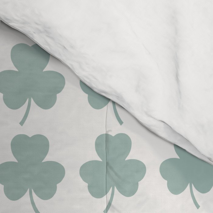 Clovers XXIX Teal Green Botanical Pattern Comforter Gallery Image 4