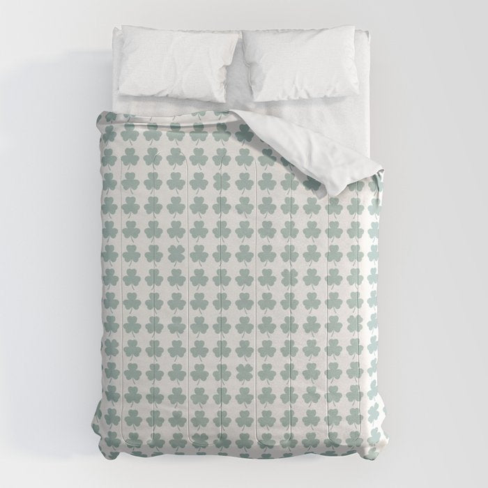 Clovers XXIX Teal Green Botanical Pattern Comforter Gallery Image 1