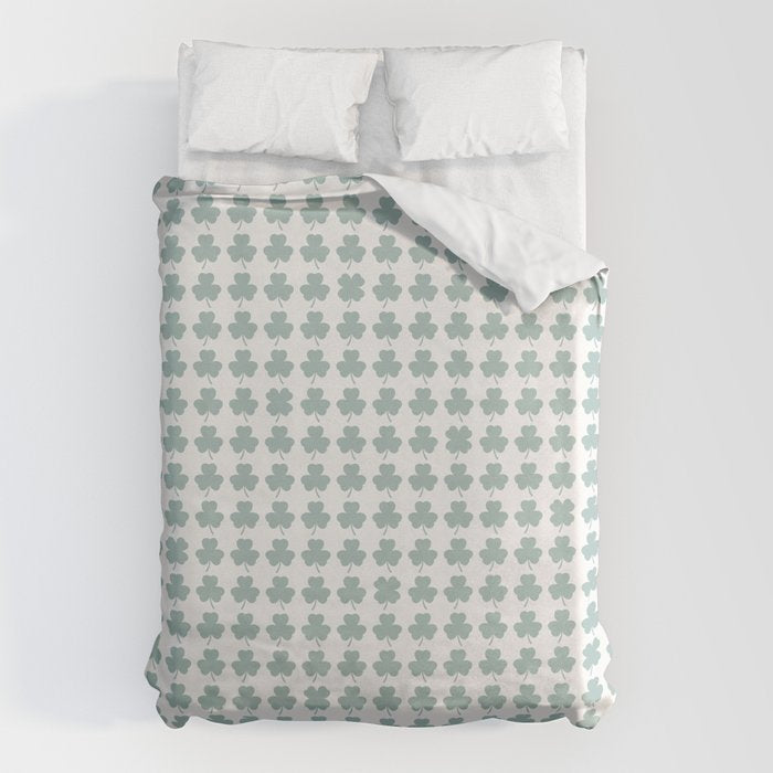 Clovers XXIX Teal Green Botanical Pattern Duvet Cover Gallery Image 6