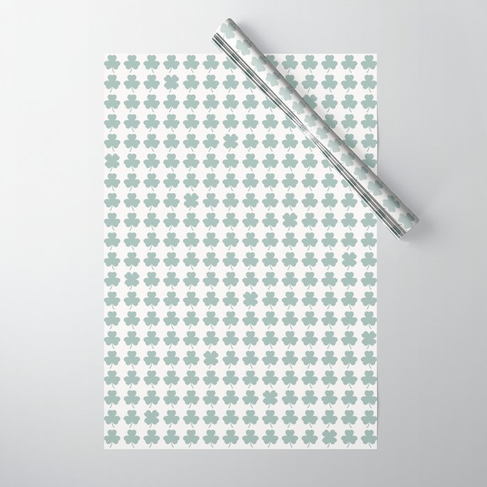 Clovers XXIX Teal Green Botanical Pattern Wrapping Paper Gallery Image 1